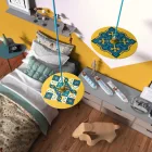 Creative Cables függeszték Függesztett lámpa textil kábellel, UFO kétoldalas fa lámpaernyővel és fém PDMPNRM11UFO05-L