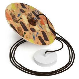   Creative Cables függeszték Függesztett lámpa textil kábellel, UFO kétoldalas fa lámpaernyővel és fém PDMPNRM13UFO07-L