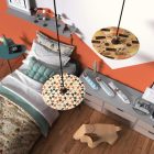 Creative Cables függeszték Függesztett lámpa textil kábellel, UFO kétoldalas fa lámpaernyővel és fém PDMPNRM13UFO07-L