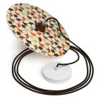 Creative Cables függeszték Függesztett lámpa textil kábellel, UFO kétoldalas fa lámpaernyővel és fém PDMPNRM13UFO07