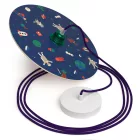 Creative Cables függeszték Függesztett lámpa textil kábellel, UFO kétoldalas fa lámpaernyővel és fém PDMPNRM14UFO13-L