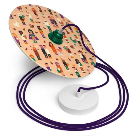 Creative Cables függeszték Függesztett lámpa textil kábellel, UFO kétoldalas fa lámpaernyővel és fém PDMPNRM14UFO13