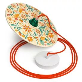   Creative Cables függeszték Függesztett lámpa textil kábellel, UFO kétoldalas fa lámpaernyővel és fém PDMPNRM15UFO08-L