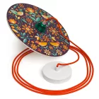 Creative Cables függeszték Függesztett lámpa textil kábellel, UFO kétoldalas fa lámpaernyővel és fém PDMPNRM15UFO08-L