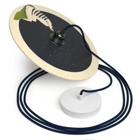   Creative Cables függeszték Függesztett lámpa textil kábellel, UFO kétoldalas fa lámpaernyővel és fém PDMPNRM20UFO06-L