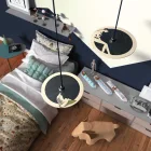 Creative Cables függeszték Függesztett lámpa textil kábellel, UFO kétoldalas fa lámpaernyővel és fém PDMPNRM20UFO06-L