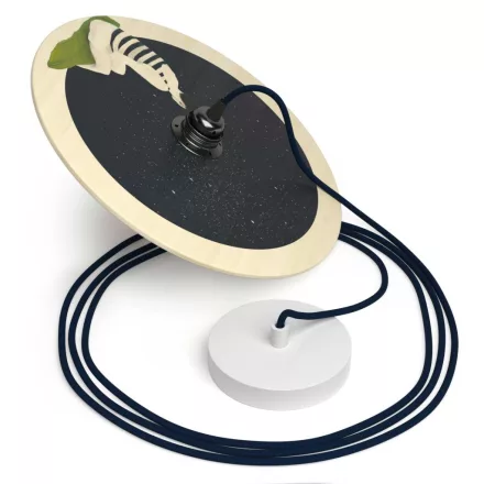 Creative Cables függeszték Függesztett lámpa textil kábellel, UFO kétoldalas fa lámpaernyővel és fém PDMPNRM20UFO06