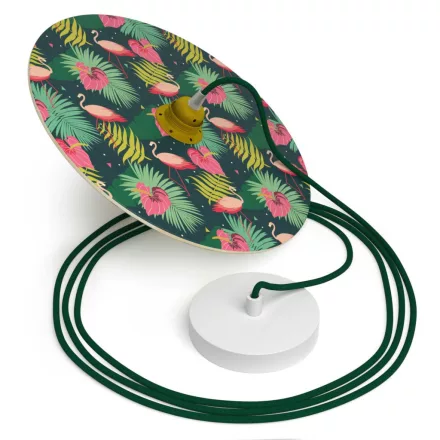 Creative Cables függeszték Függesztett lámpa textil kábellel, UFO kétoldalas fa lámpaernyővel és fém PDMPNRM21UFO12-L