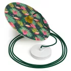 Creative Cables függeszték Függesztett lámpa textil kábellel, UFO kétoldalas fa lámpaernyővel és fém PDMPNRM21UFO12