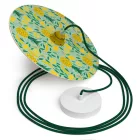 Creative Cables függeszték Függesztett lámpa textil kábellel, UFO kétoldalas fa lámpaernyővel és fém PDMPNRM21UFO12