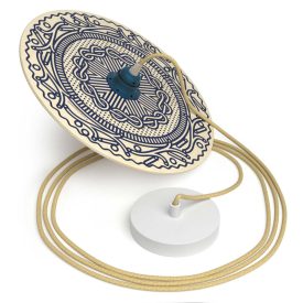   Creative Cables függeszték Függesztett lámpa textil kábellel, UFO kétoldalas fa lámpaernyővel és fém PDMPNRN06UFO11