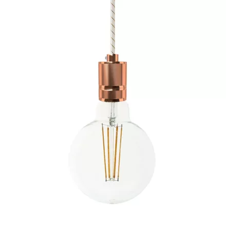 Creative Cables függeszték Függesztett lámpa textil kábellel és maratott alumínium lámpatartóval PDMRAKBRERM43SERM1-L