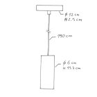 Creative Cables függeszték Függesztett lámpa textil kábellel, Tub-E14 lámpaernyővel és fém részletekkel PDMTISSPOTRM03