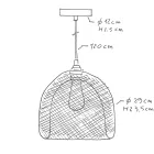 Creative Cables függeszték Függesztett lámpa textil kábellel, Ghostbell XL ketrec lámpaernyővel és fém PDMVBORM01PAM25-L