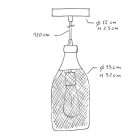 Creative Cables függeszték Függesztett lámpa textil kábellel, Jéroboam palack lámpaernyővel és fém részletekkel