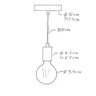 Creative Cables függeszték Függesztett lámpa textil kábellel és monokróm fém részletekkel