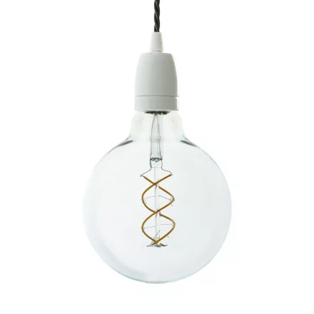 Creative Cables függeszték Függesztett lámpa csavart textil kábelekkel és fehér porcelán részletekkel PDPBITC63-L