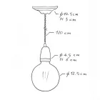 Creative Cables függeszték Függesztett lámpa csavart textil kábellel és porcelán részletekkel PDPNETM05-L