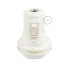 Creative Cables lámpatest Kettős hüvelyes, hőre lágyuló E27 lámpafoglalat készlet lámpaernyőhöz kapcsolóval PL27PBTFNB fehér