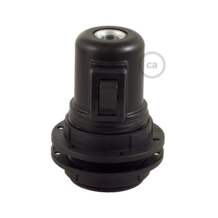 Creative Cables lámpatest Kettős hüvelyes, hőre lágyuló E27 lámpafoglalat készlet lámpaernyőhöz kapcsolóval PL27PNTFNB fekete