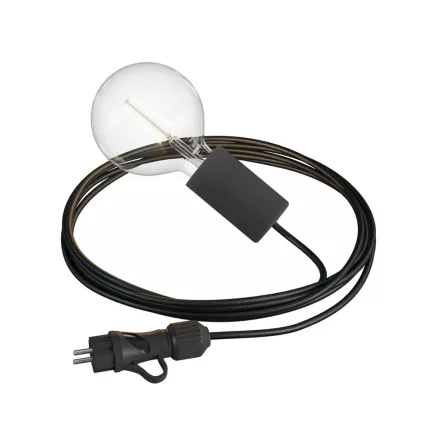 Creative Cables textil lámpakábel Modulair Snake Elegáns, hordozható kültéri lámpa, 5 m-es textil kábel, PSEEL01BKSM04-L IP65