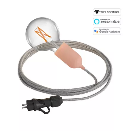 Creative Cables kültéri lámpa Snake EIVA Wi-Fi, hordozható kültéri lámpák, 5 m-es szövetkábelek, IP65 PSEPASALSN02-LSMART