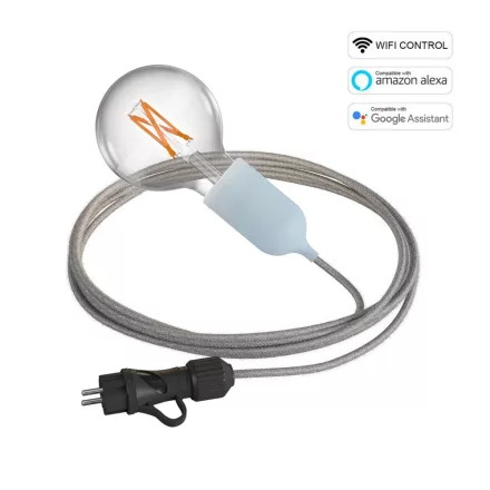 Creative Cables kültéri lámpa Snake EIVA Wi-Fi, hordozható kültéri lámpák, 5 m-es szövetkábelek, IP65 PSEPASBSN02-LSMART