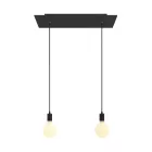 Creative Cables mennyezeti rózsa 2-lámpás függőlámpa 675 mm-es téglalap alakú XXL Rose-One-nal, szövetkábellel és SPM2REVN103VNSERM1RM04