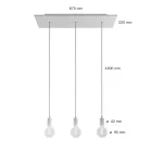 Creative Cables függeszték 3 lámpás függesztett lámpa 675 mm-es téglalap alakú XXL Rose-One-nal, SPM3REVN103VNSERM1RM04-L