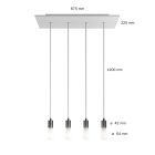 Creative Cables függeszték 4 lámpás függesztett lámpa 675 mm-es téglalap alakú XXL Rose-One-nal, SPM4REVN108VNSERM1ERM66-L