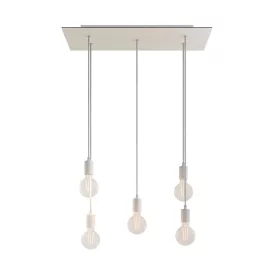   Creative Cables mennyezeti rózsa 5 lámpás függőlámpa 675 mm-es téglalap alakú XXL Rose-One-nal, szövetkábellel SPM5REVBO102VBOSERM1RM01-L