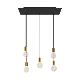   Creative Cables mennyezeti rózsa 5 lámpás függőlámpa 675 mm-es téglalap alakú XXL Rose-One-nal, szövetkábellel SPM5REVN103OTSSERM1RM04-L