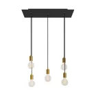 Creative Cables mennyezeti rózsa 5 lámpás függőlámpa 675 mm-es téglalap alakú XXL Rose-One-nal, szövetkábellel SPM5REVN103OTSSERM1RM04