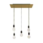 Creative Cables mennyezeti rózsa 5 lámpás függőlámpa 675 mm-es téglalap alakú XXL Rose-One-nal, szövetkábellel SPM5REVN107VNSERM1ERM65-L