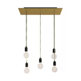   Creative Cables mennyezeti rózsa 5 lámpás függőlámpa 675 mm-es téglalap alakú XXL Rose-One-nal, szövetkábellel SPM5REVN107VNSERM1ERM65