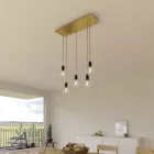 Creative Cables mennyezeti rózsa 5 lámpás függőlámpa 675 mm-es téglalap alakú XXL Rose-One-nal, szövetkábellel SPM5REVN107VNSERM1ERM65