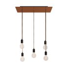 Creative Cables mennyezeti rózsa 5 lámpás függőlámpa 675 mm-es téglalap alakú XXL Rose-One-nal, szövetkábellel SPM5REVN108VNSERM1ERM66-L