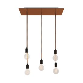   Creative Cables mennyezeti rózsa 5 lámpás függőlámpa 675 mm-es téglalap alakú XXL Rose-One-nal, szövetkábellel SPM5REVN108VNSERM1ERM66-L