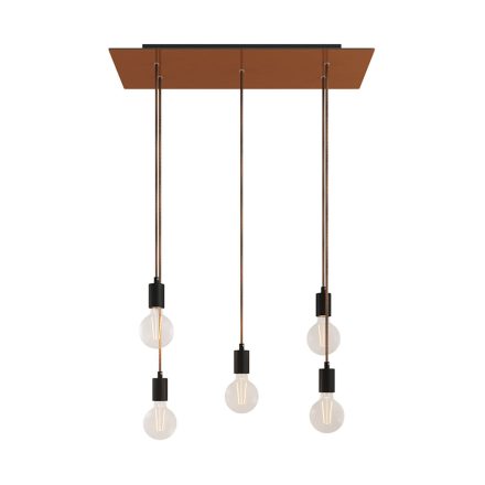 Creative Cables mennyezeti rózsa 5 lámpás függőlámpa 675 mm-es téglalap alakú XXL Rose-One-nal, szövetkábellel SPM5REVN108VNSERM1ERM66-L