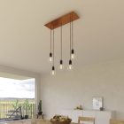 Creative Cables mennyezeti rózsa 5 lámpás függőlámpa 675 mm-es téglalap alakú XXL Rose-One-nal, szövetkábellel SPM5REVN108VNSERM1ERM66-L