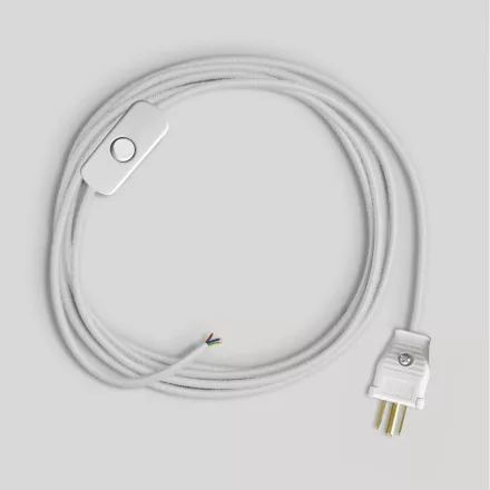Creative Cables textil lámpakábel Kábelkészlet fehér pamut kábeles lámpához, 6 láb