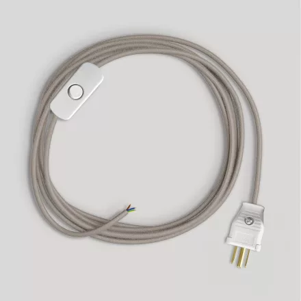 Creative Cables textil lámpakábel Lámpa kábelkészlet galambszürke pamut kábellel, 6 láb