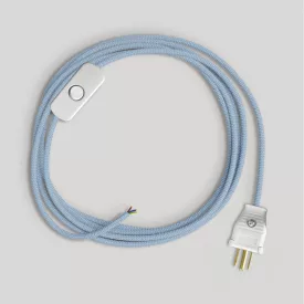  Creative Cables textil lámpakábel Kábelkészlet lámpához, kék Steward pamut kábellel, 6 láb