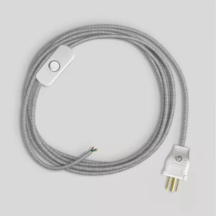 Creative Cables textil lámpakábel Lámpa kábelkészlet szürke lenvászon kábellel, 6 láb