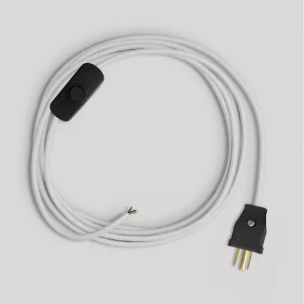 Creative Cables textil lámpakábel Kábelkészlet fehér pamut kábeles lámpához, 6 láb
