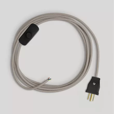 Creative Cables textil lámpakábel Lámpa kábelkészlet galambszürke pamut kábellel, 6 láb