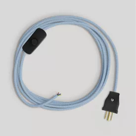   Creative Cables textil lámpakábel Kábelkészlet lámpához, kék Steward pamut kábellel, 6 láb
