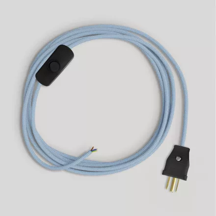 Creative Cables textil lámpakábel Kábelkészlet lámpához, kék Steward pamut kábellel, 6 láb