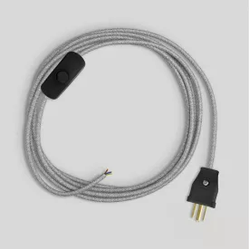   Creative Cables textil lámpakábel Lámpa kábelkészlet szürke lenvászon kábellel, 6 láb