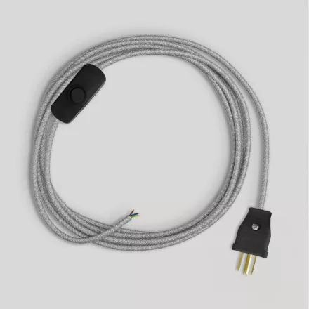 Creative Cables textil lámpakábel Lámpa kábelkészlet szürke lenvászon kábellel, 6 láb